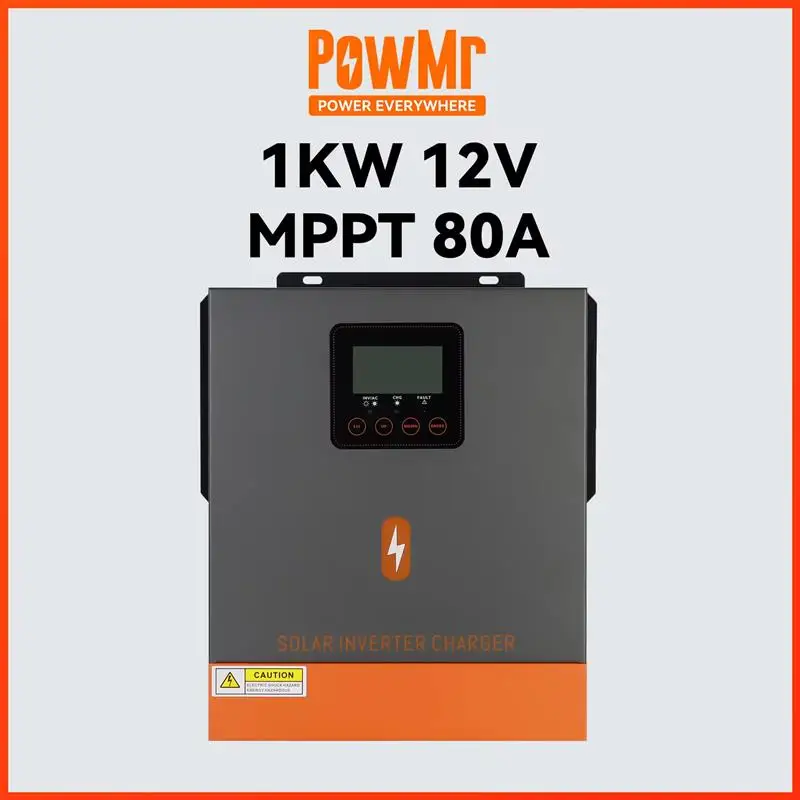 New! PowMr 12V 24V Hybrid Solar Inverter MPPT 80A Off Grid Solar Inverter Pure Sine Wave 220V 230V 1KW 1.5KW 3KW Max PV Power