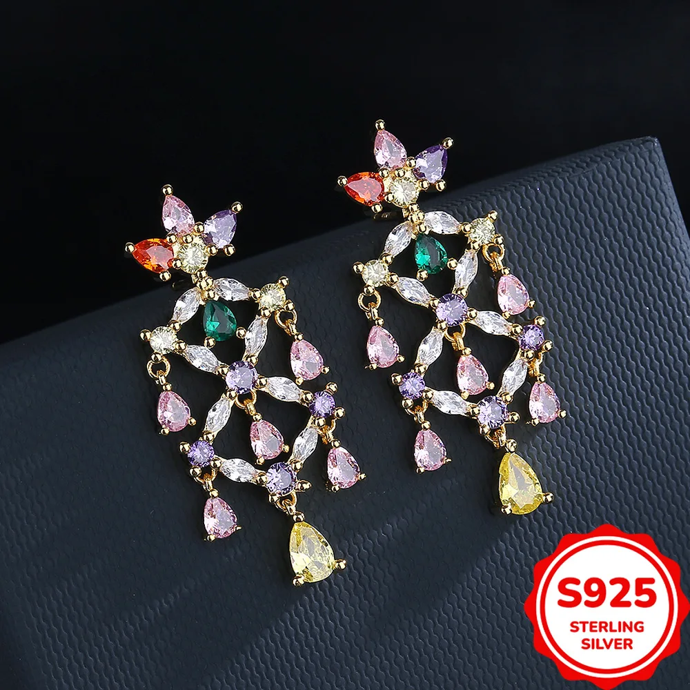 

Gorgeous Genuine S925 Silver Cross Hollow Color Women's Earrings