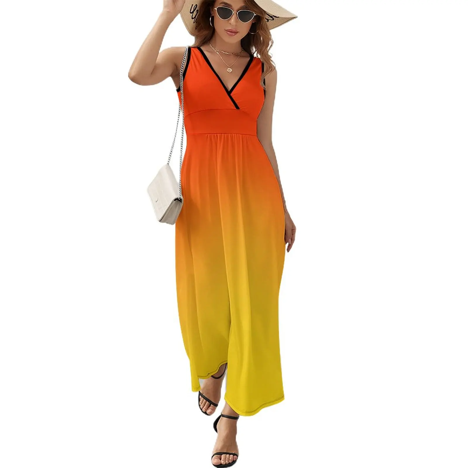 

OMBRE GRADIENT ORANGE RED AND YELLOW ONE OF 100 CHIC OMBRE 2 TONE DESIGNS ON OZCUSHIONS Sleeveless Dress women party dresses