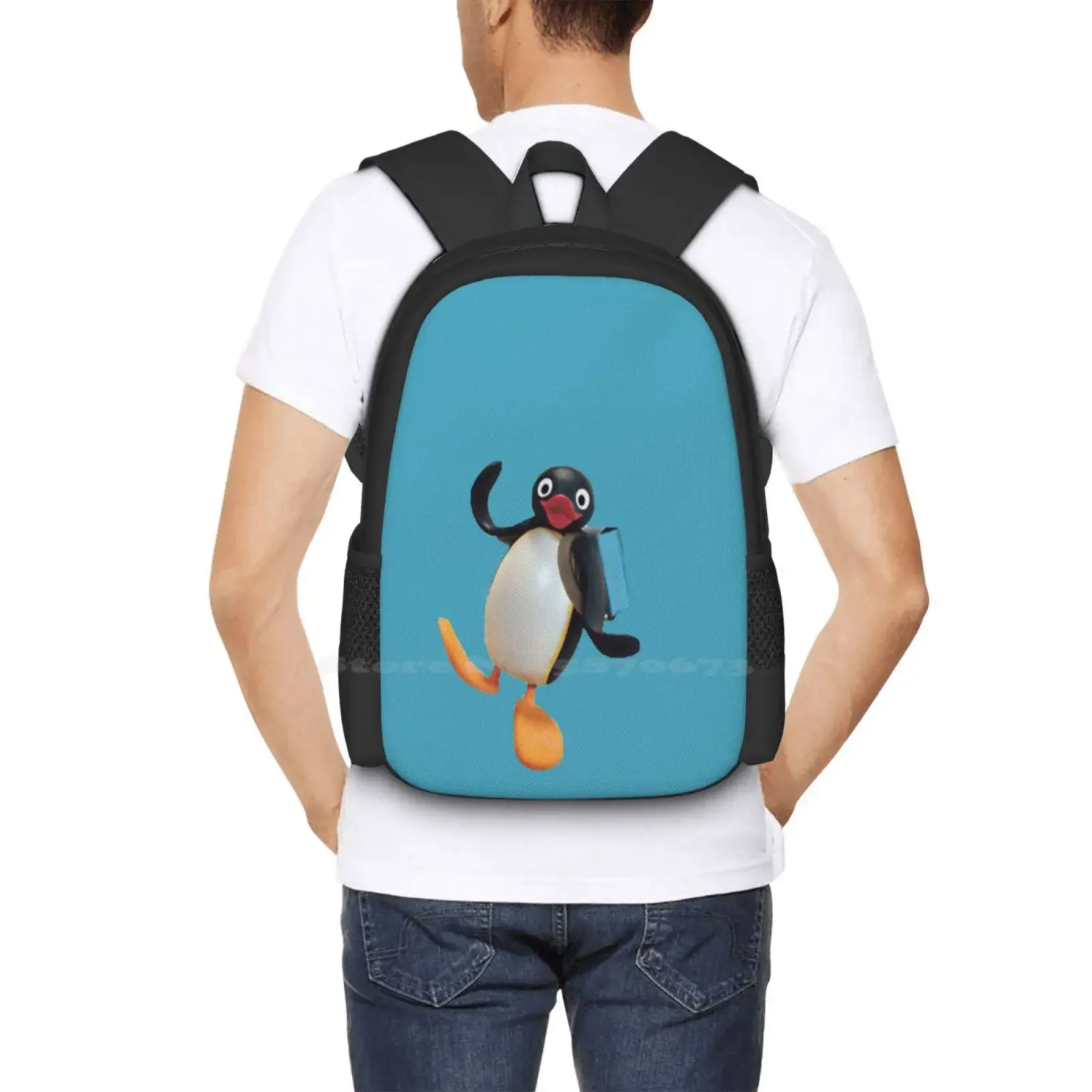 غاضب Pingu حقيبة مدرسية لطيف مضحك التي شيرت رائجة البيع المدرسية على ظهره حقائب الموضة غاضب Pingu مدرسة لطيف مضحك إرسال Pingu في