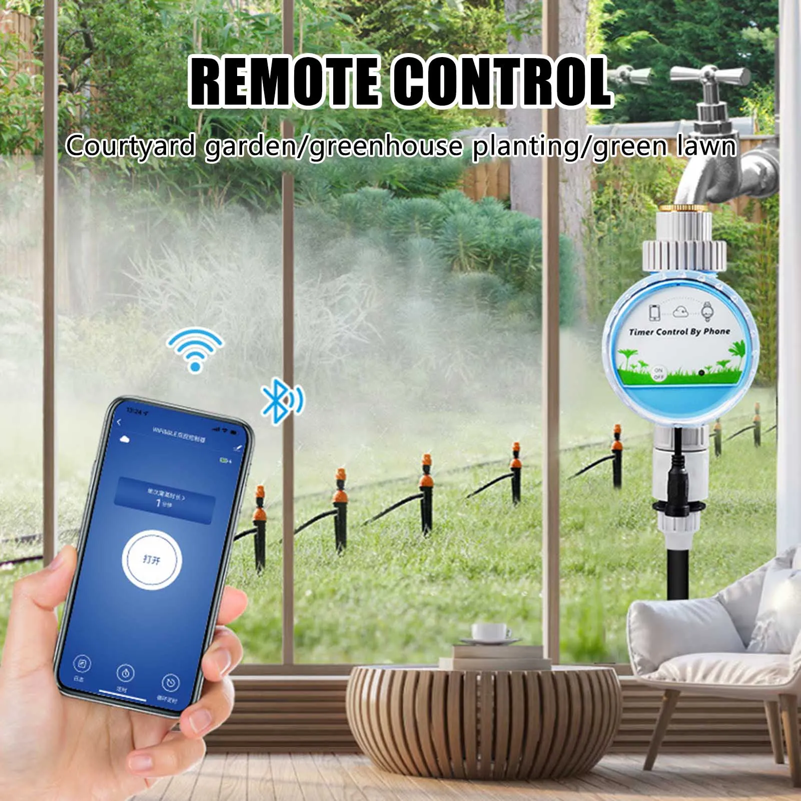 Smart Wireless Hose Faucet Timer Wireless Watering System Valve APP Control for Greenhouse Flower Beds