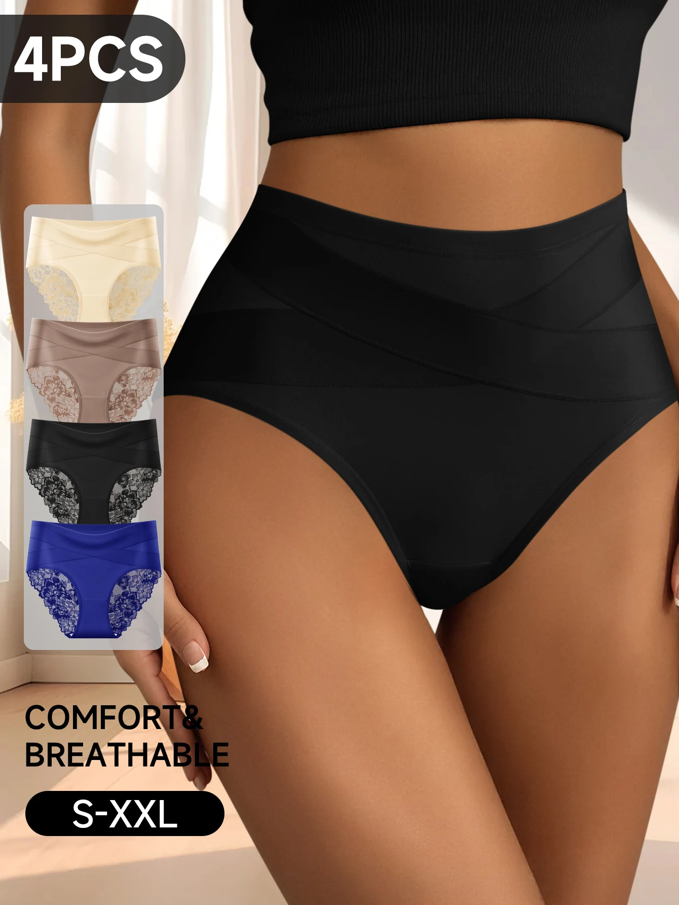 

High-waisted Lace Underwear With Small Floral Sexy Lace Buttock Shaping Back Lace Skin-friendly Soft and Comfortable Underwear