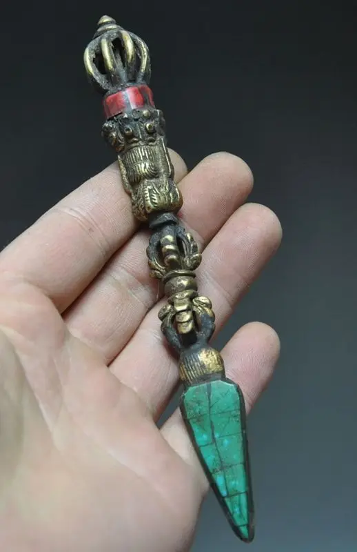 old chinese Tibet Buddhist bronze copper Dorje Phurpa Pestle Vajra statue