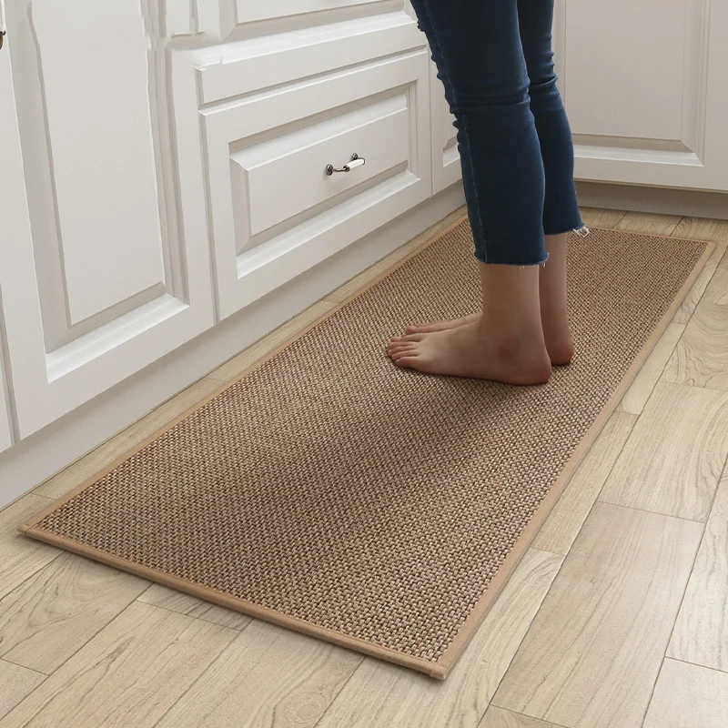 

Linen Kitchen Mat Rubber Backed Natural Twill Long Area Kitchen Carpet Soft Washable Carpet Anti Slip Bathroom Entrance Doormat
