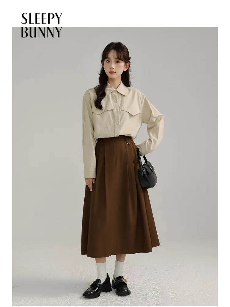 

Vintage Corduroy Shirt Women Casual Loose Long Sleeve Blouse Artistic Lapel Oversized Elegant Warm Chic Winter Outerwear Top