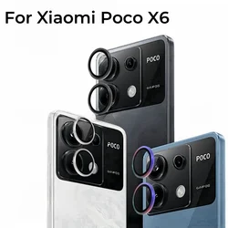 For Xiaomi Poco X6 5G Metal Ring Lens Glass Camera Protector Back lens Cap Protective Film Cover for Mi pocox6 5g