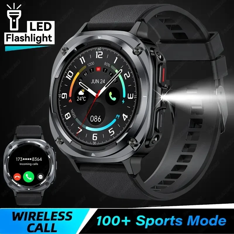 2025 NewPowerfulFlashlightSmartWatch -100+SportsModeFitnessTrackerWirelessCall 430mAhBatteryIPX8WaterproofWirelessAPPSportsTrack - Image 6