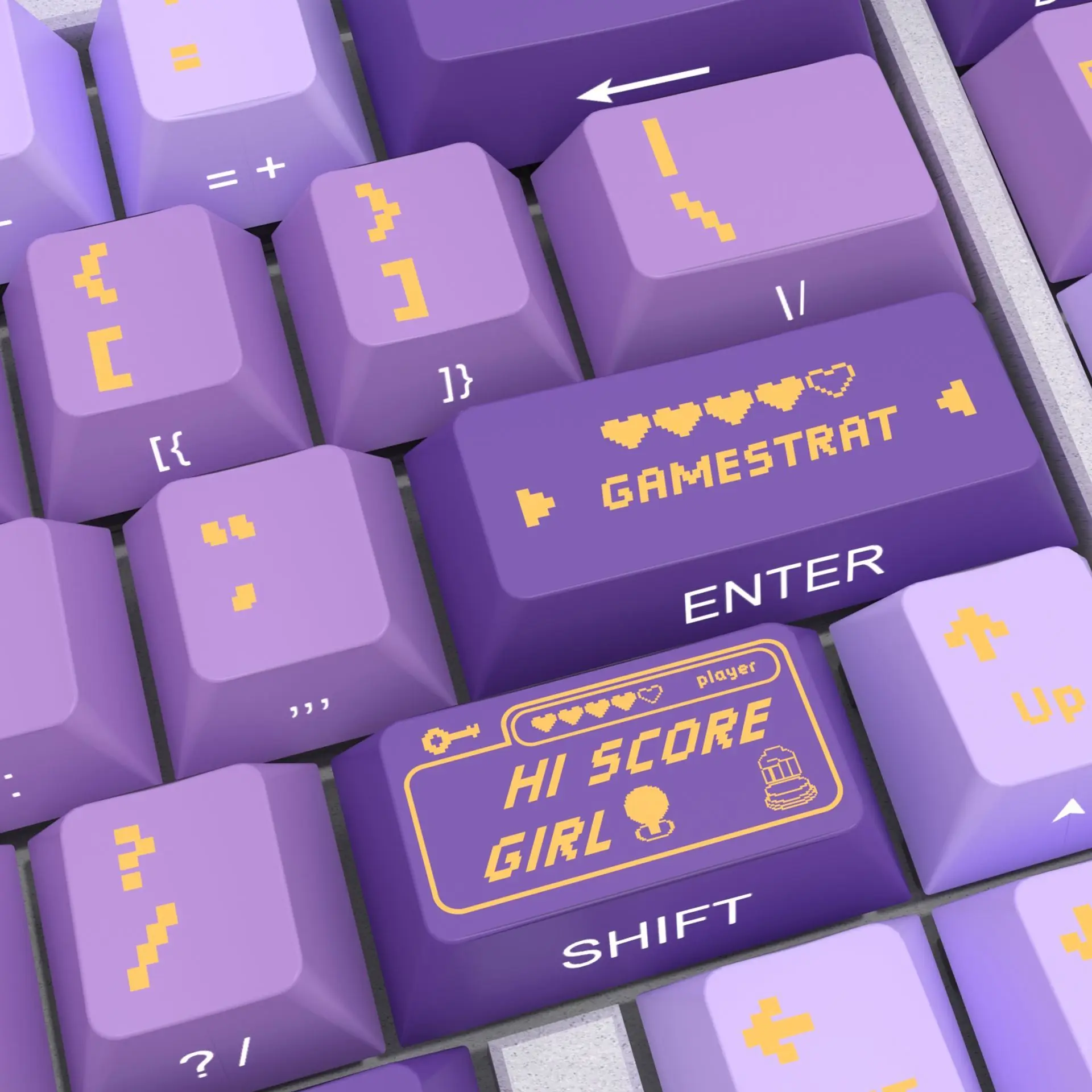 Hi Score Girl Theme Keycaps Side Engraved Cherry Light-transmitting Small Full Set of PBT Sublimation Mechanical Game Keycaps