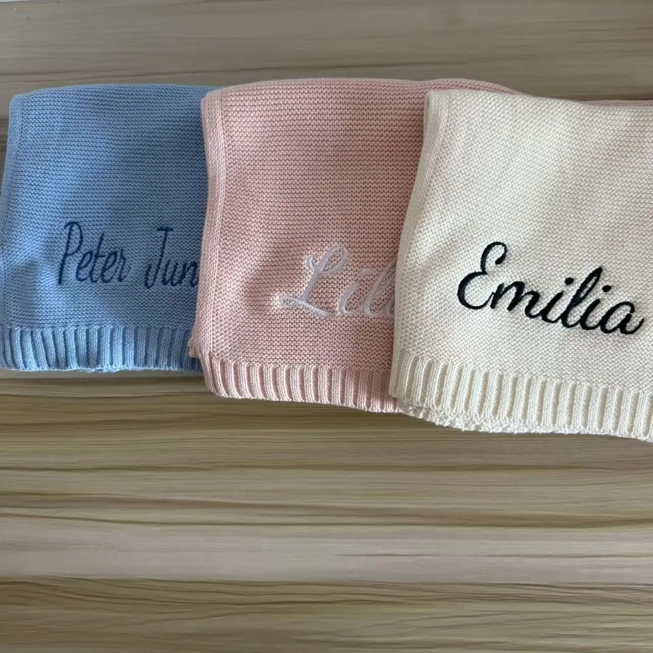 Custom Baby Blankets Cotton 100x80cm Skin Friendly Warm Newborn Wraps Personalized Name Knitted Blanket for Winter