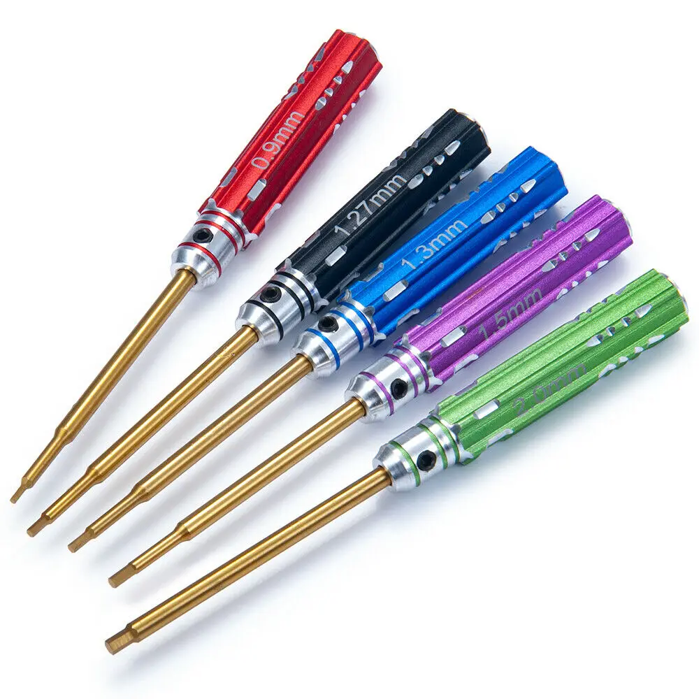 

5 шт./компл. профессиональный радиоуправляемый металлический шестигранный отвертка для ремонта RC инструмент для модели SCX24 RC включает шестигранные отвертки 0,9-2,0 мм