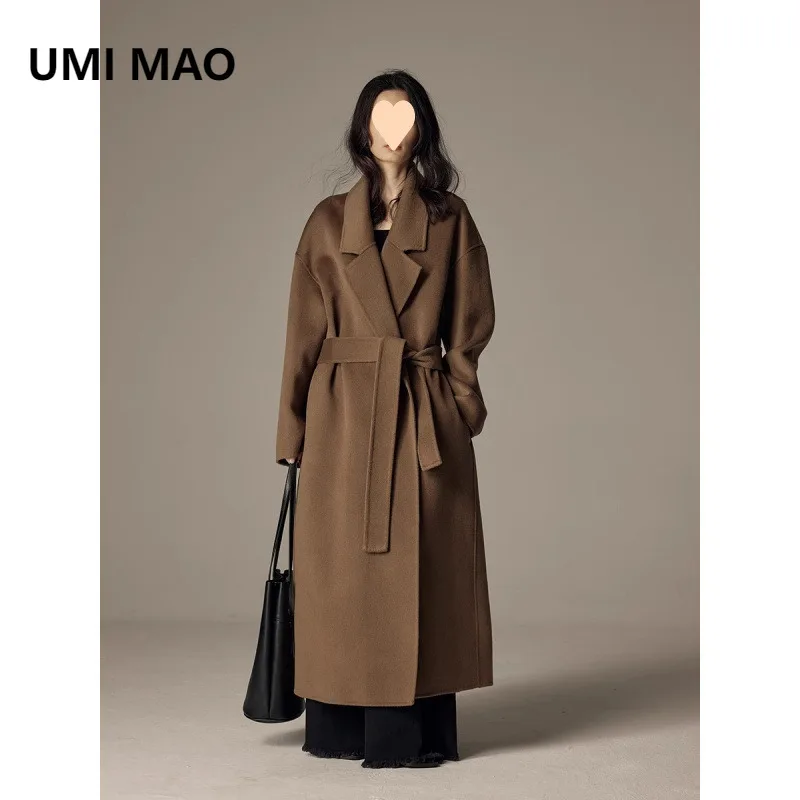 

UMI MAO шерстяное пальто Femme, высококачественное зимнее новое шерстяное двустороннее пальто, свободное осенне-зимнее элегантное длинное пальто для женщин