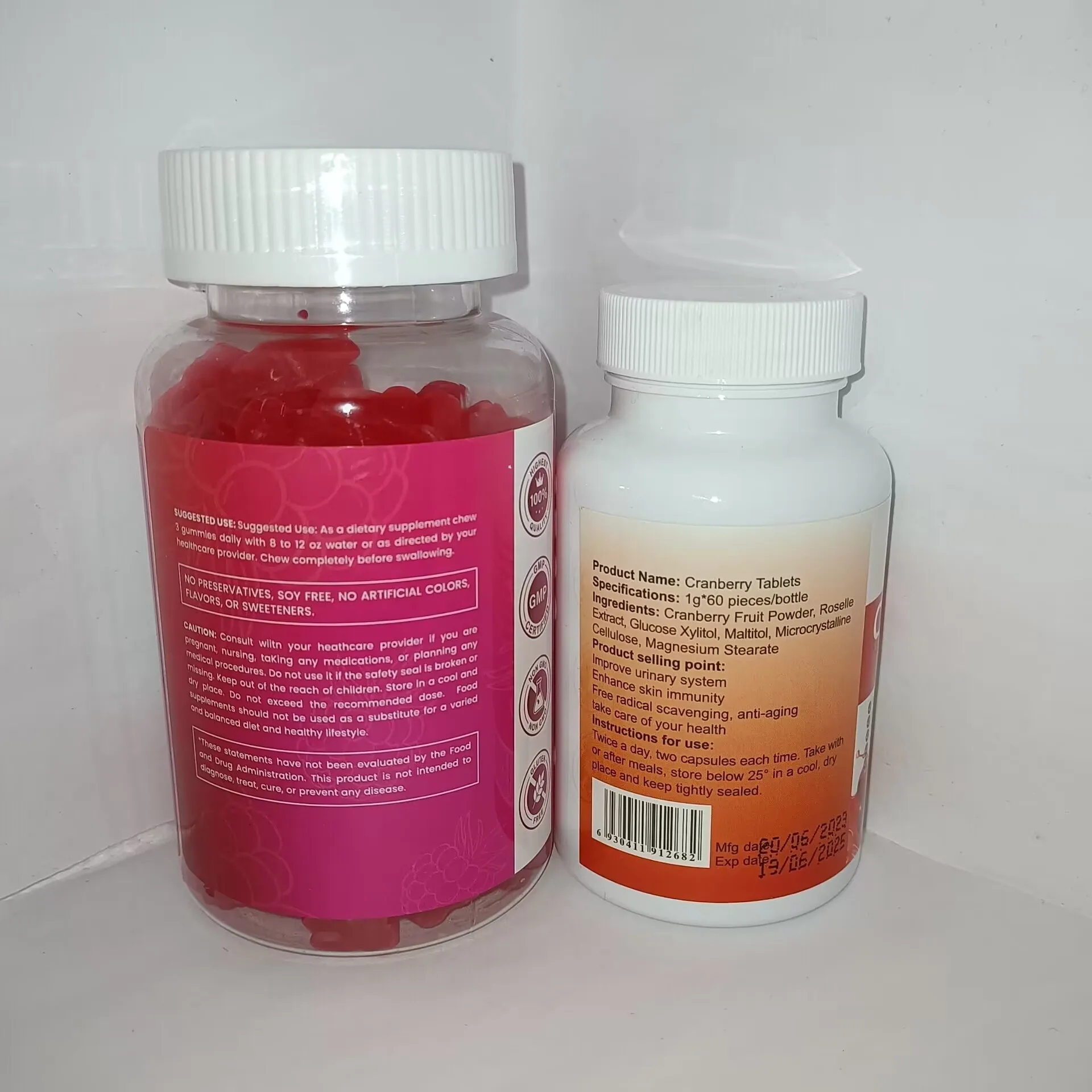 glycine magnesium jelly+cranberry slices  skin immunity improve urinary system aid in carbohydrate metabolism in the body