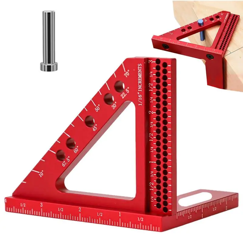 Square Tools Carpenter 3D Metal Ruler In Triangle Square For Angle Measurement Multifunctional Woodworking Accessories Layout