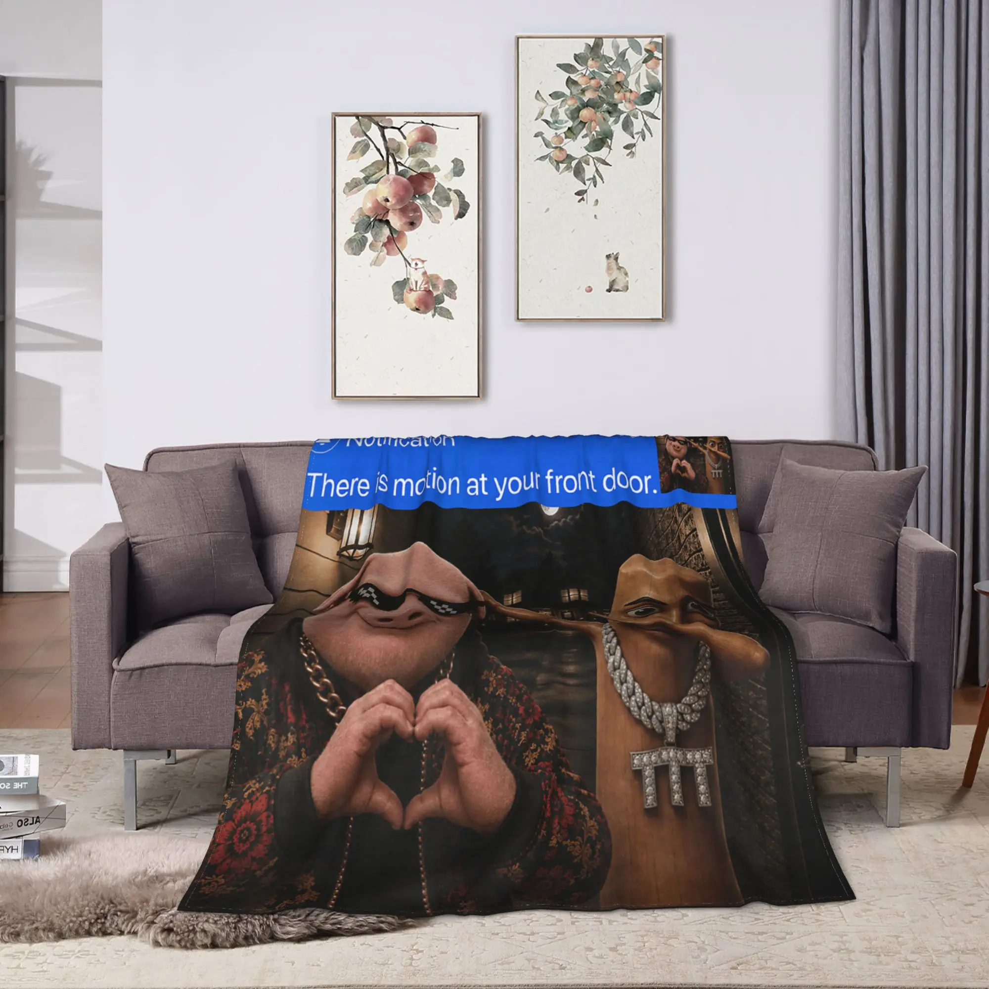 There is Motion at Your Front Door Tung Tung Tung John Pork Blankets Winter  Throw Blanket Adults Living Room Flannel Bedspread