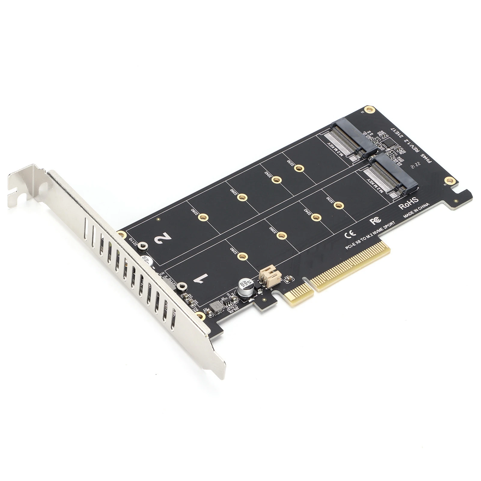 Adapter Card Dual M.2 NVMe SSD to PCIE X8 M Key Hard Drive Converter Reader Expansion Adapter Card for Gaming Workstation Server