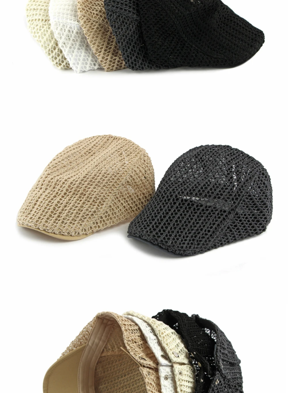 HT5098 Herren- und Damen-Baskenmützen für Frühling und Sommer, Atmungsaktive Künstler-Baskenmütze mit Lochmuster, Verstellbare Baskenmützen – Detail 3