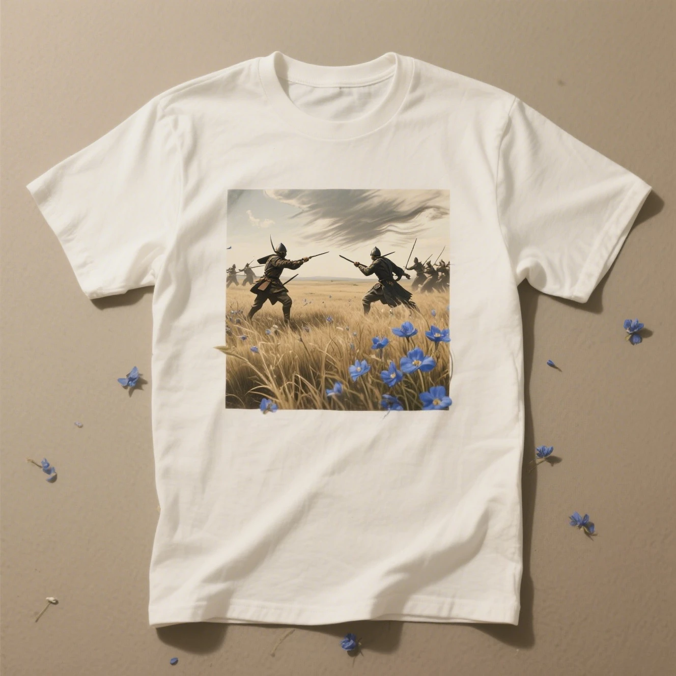 

Knight Confrontation Graphic Printing Summer Luxury Brand Pure Cotton Men's and Women's T-shirt Short Sleeve Street Fashion