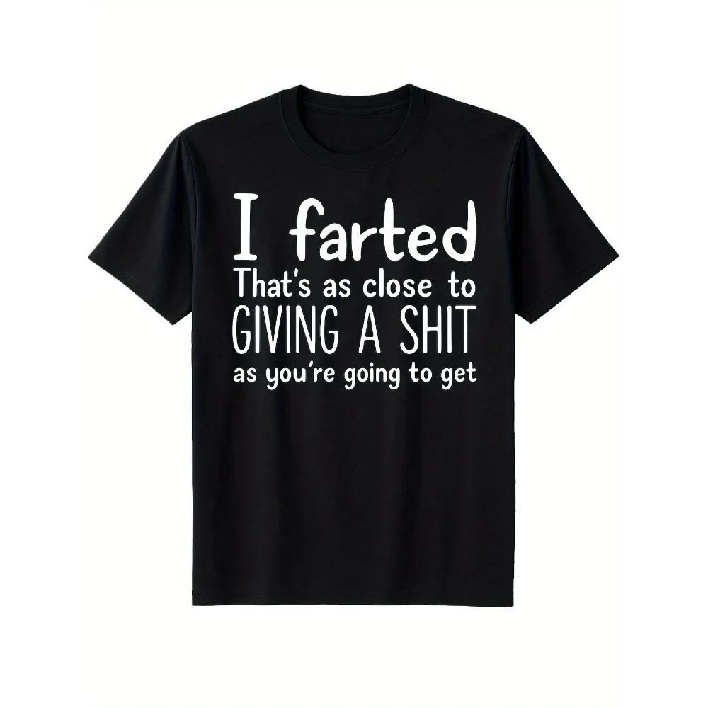 [Cotton Farted T-Shirt] Pure Cotton Men'S I Farted Letter-Printed Crew Neck Short-Sleeved T-Shirt, 1 Summer Casual Streetwear