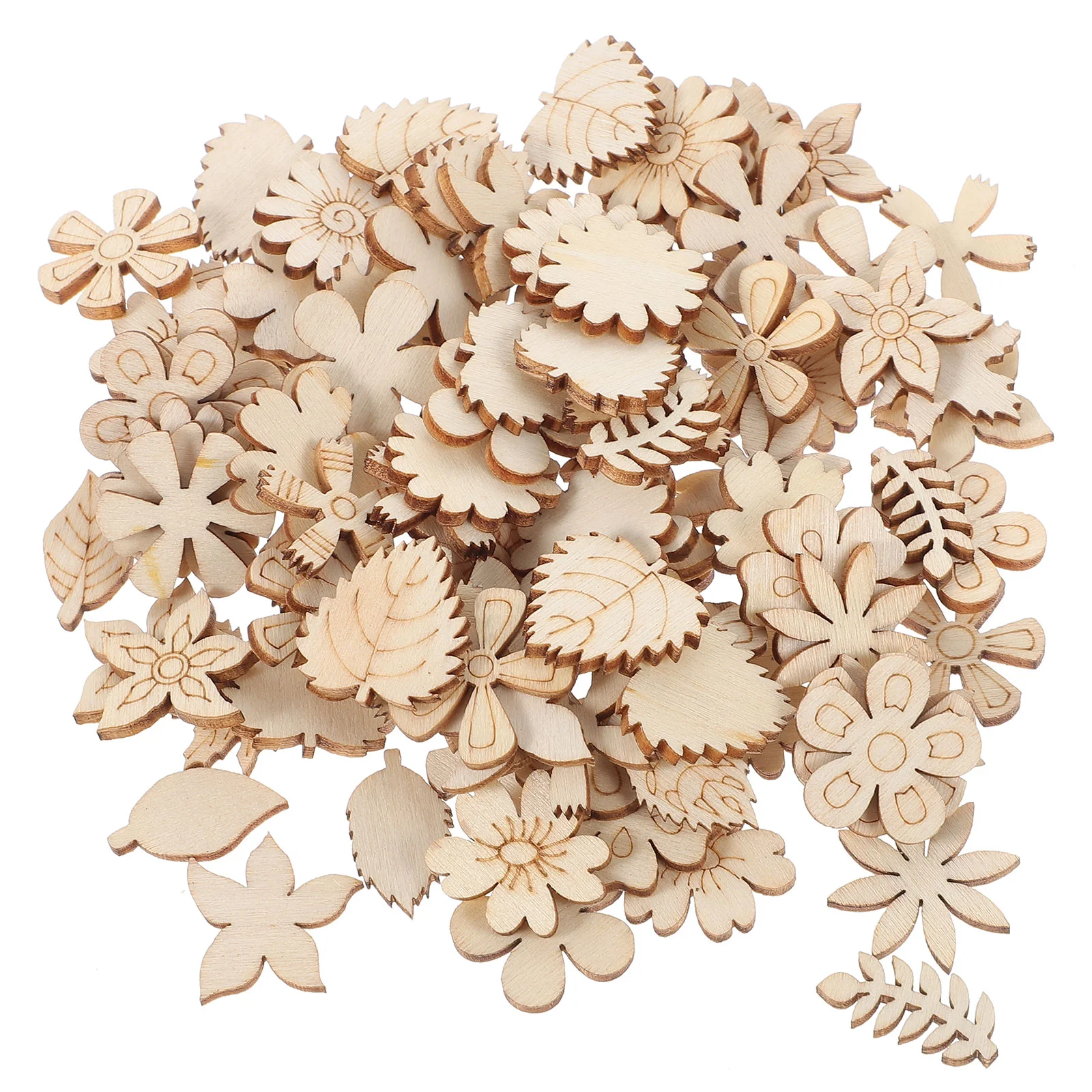 

200 Pcs Wood Flower DIY Graffiti Chips Flowers Artificial Scrapbook Embellishments