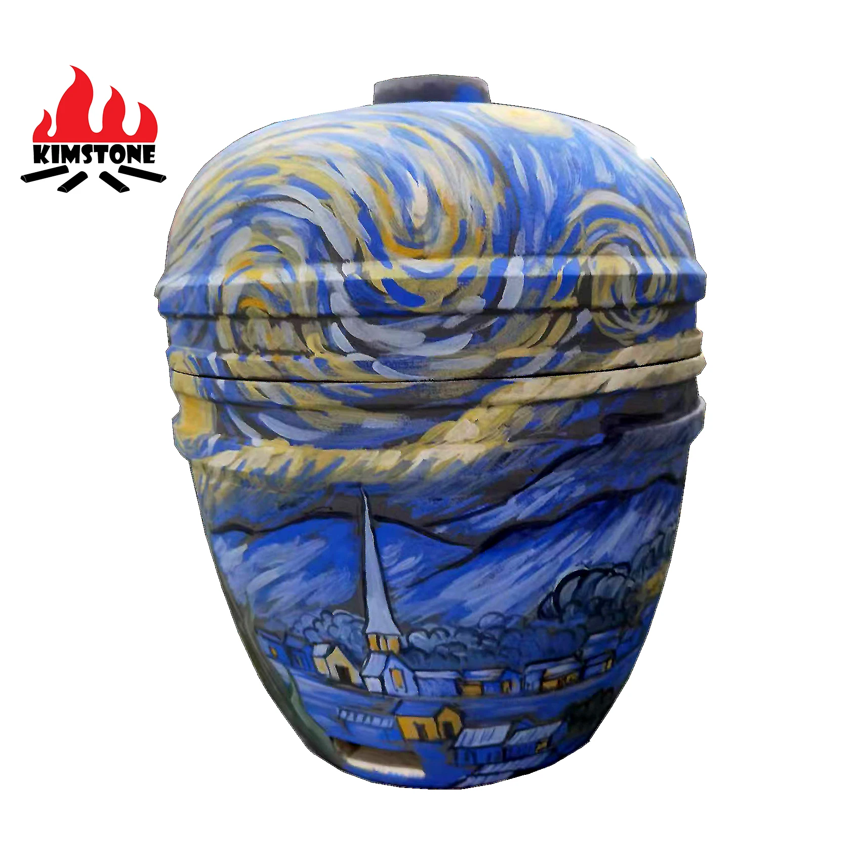 Kamado Ceramic Grill Hand-painted By Master 24 Inch Chinese Art Beach Style Bring Your Pictures To Customize Your Grill