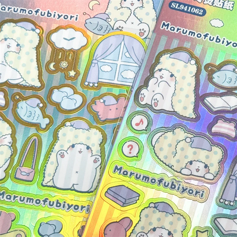 Imagem -05 - Sanrio Cobertor Urso Adesivo dos Desenhos Animados Marumofubiyori Papelaria Impressa Estudante Bonito Material Faça Você Mesmo Novo 40 Pcs