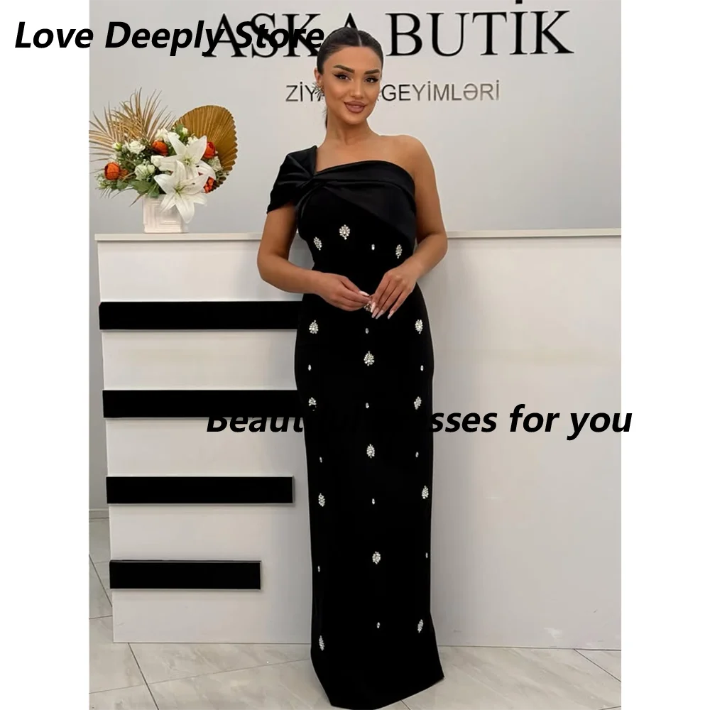 

Black Evening Dresses for Women Off Shoulder Crystals Floor-Length Mermaid Evening Gown Formal Party Dresses Customized