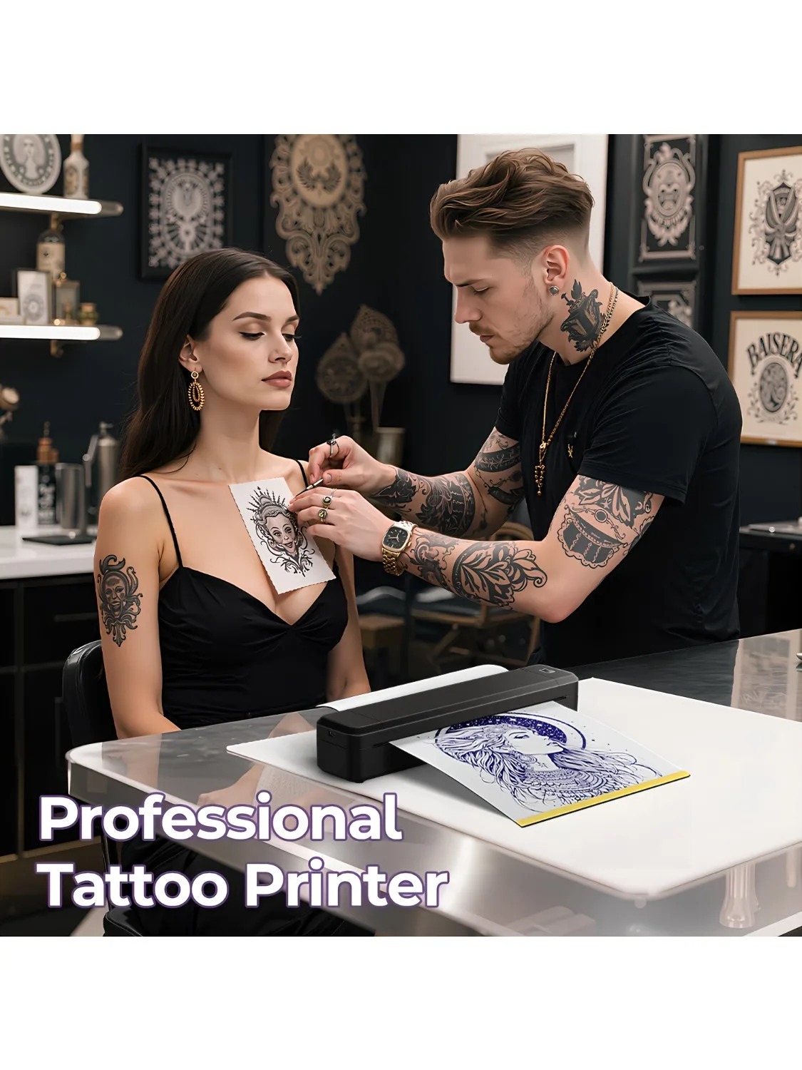 Imprimante thermique Portable A4, compatible Bluetooth, sans encre, Machine d'impression de documents, rouleau de papier pour le bureau, le travail et la maison