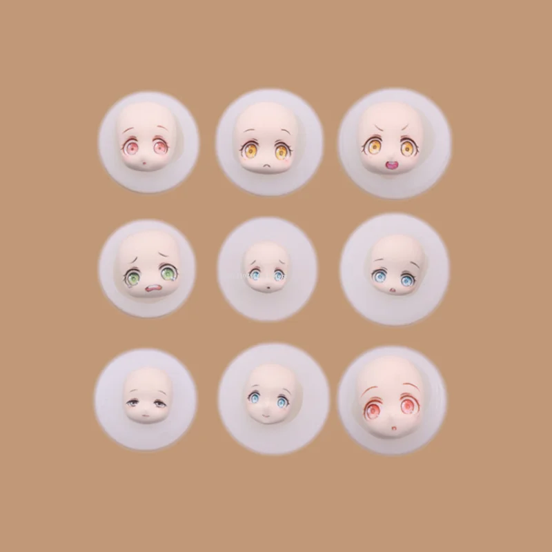 A Set of 9 Styles Ultra Light Clay Doll Face Silicone Mold DIY Pottery Manual Model /Anime Character Face Contour Shaping Tools