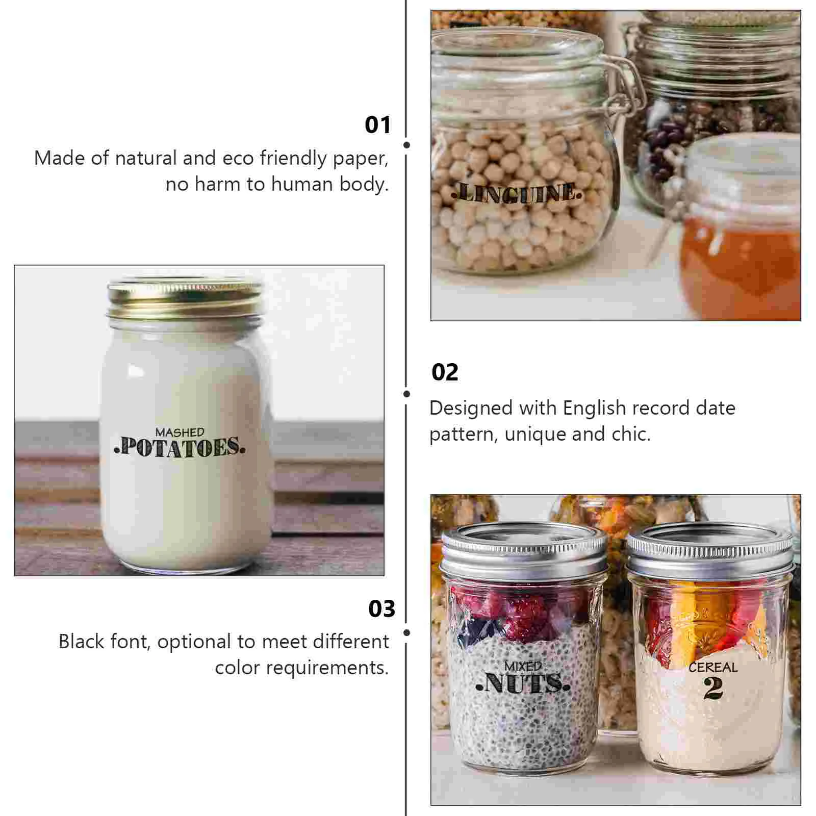 Auto-adesivo Kitchen Food Organizer Labels, Classificados PVC Adesivos, Adesivos simples, Data Mark, Inglês Record, Moda, 6 pcs