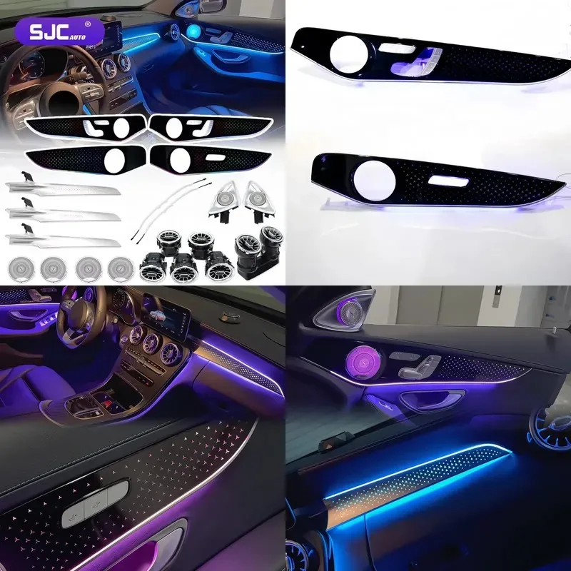 Hot Sale SJC Car Ambient Light Kit for C-Class 2015-2021 Models LHD/RHD W205/X253 Interior 64-color LED