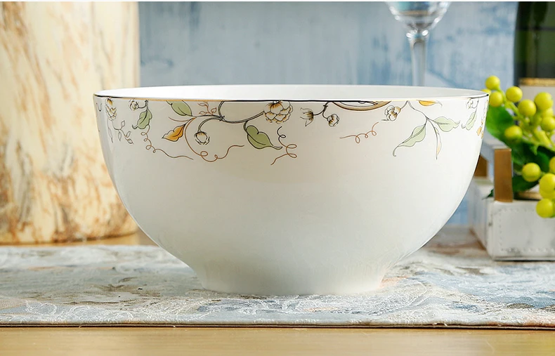 8inch, Real Bone China Kitchen Soup Bowl, Porcelain Mixing Microwave Save Serving Chafing Large Bbq
