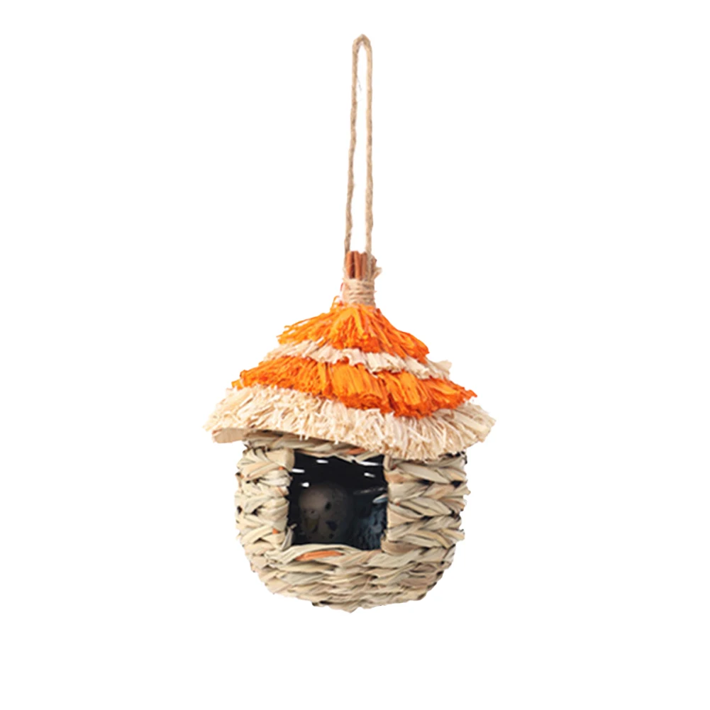 

Grass Handwoven Bird House Hand-Woven Grass Hatching Bird Hut For Canary Parakeet Cockatiel Lovebird And Small Parrot Bird Nest