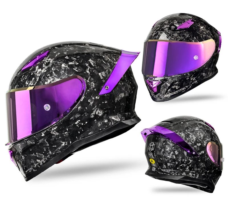 Factory Direct Forge Finish Carbon Fiber Helmet - 3C&DOT, Impact-Resistant