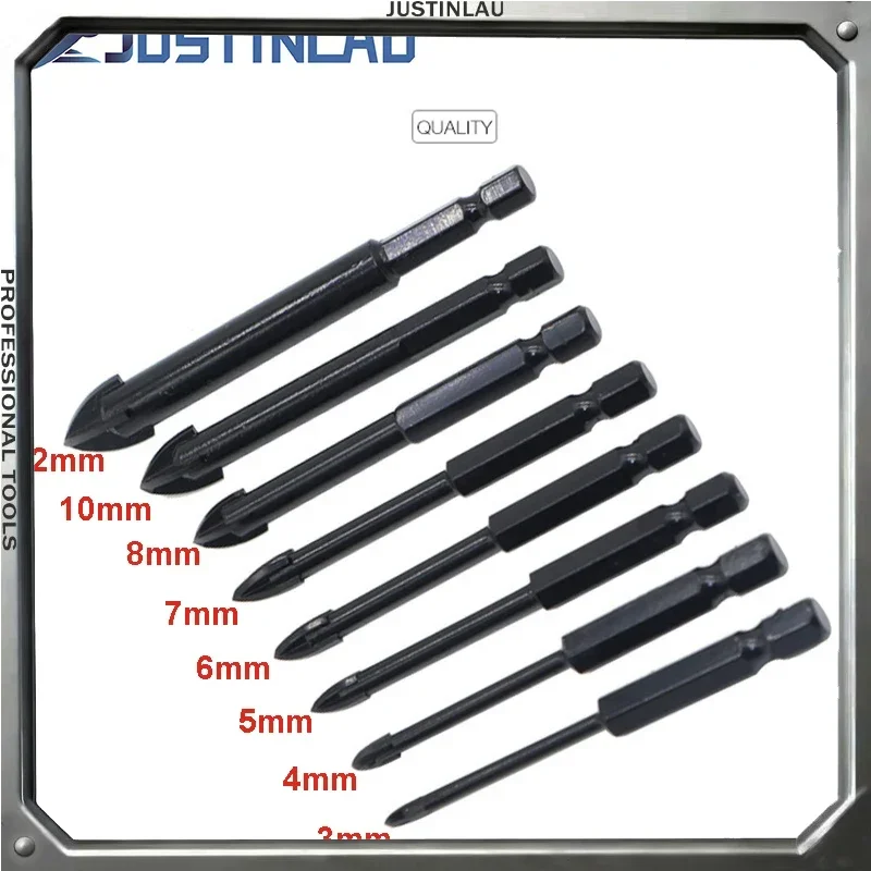 JUSTINLAU Glass Tile Drill Bits Set Tungsten Carbide Tipped Spear Head Ceramic Tile Marble Mirror Drill Bits 3/4/5/6/7/8/10/12mm