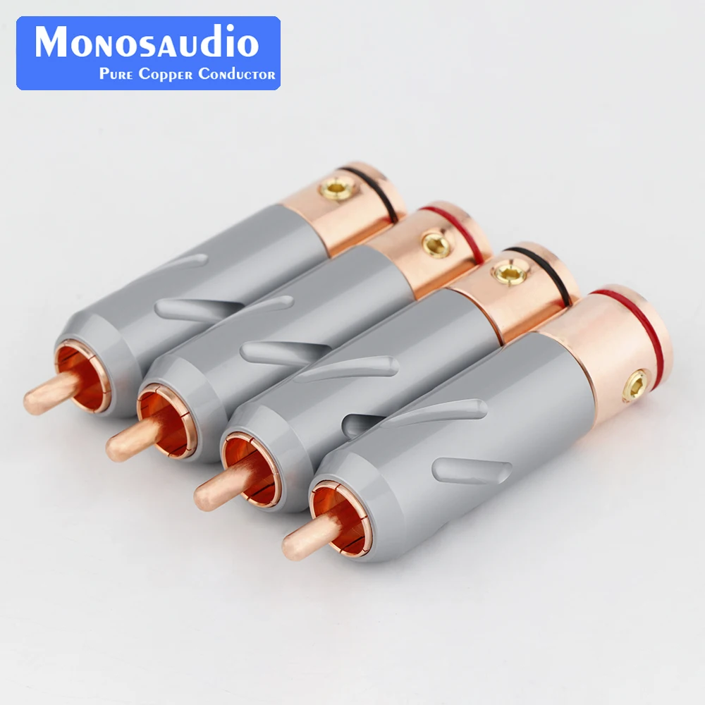Monosaudio RCA-Stecker aus reinem Kupfer, vergoldet/rhodiniert, RCA-Stecker, Lautsprecherklemme für Audio-Lautsprecher-Signalkabel – Detail 13