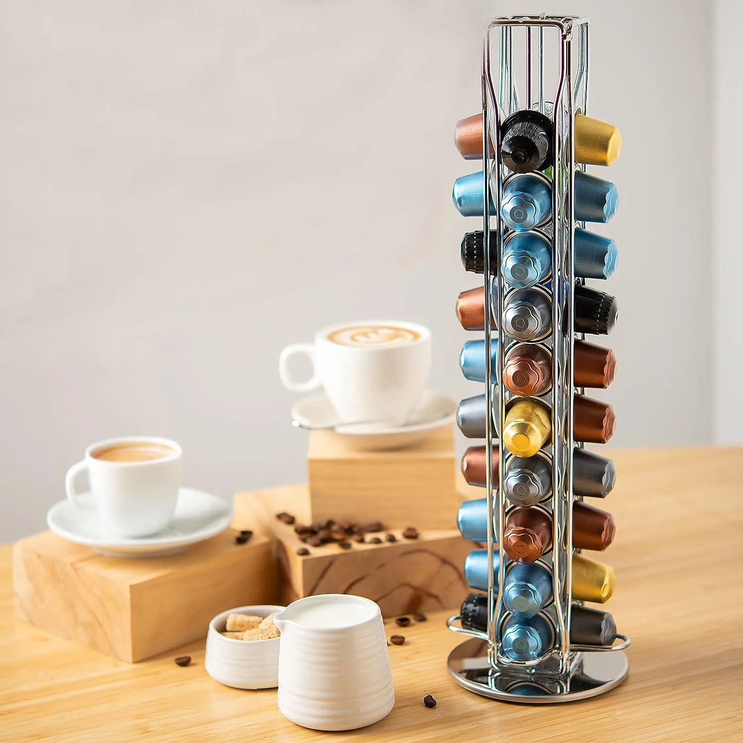 

Coffee Capsule Holder Compatible with Nespresso Classic 40pcs Coffee Pods Holder Black Silvery Coffee Capsule Stands