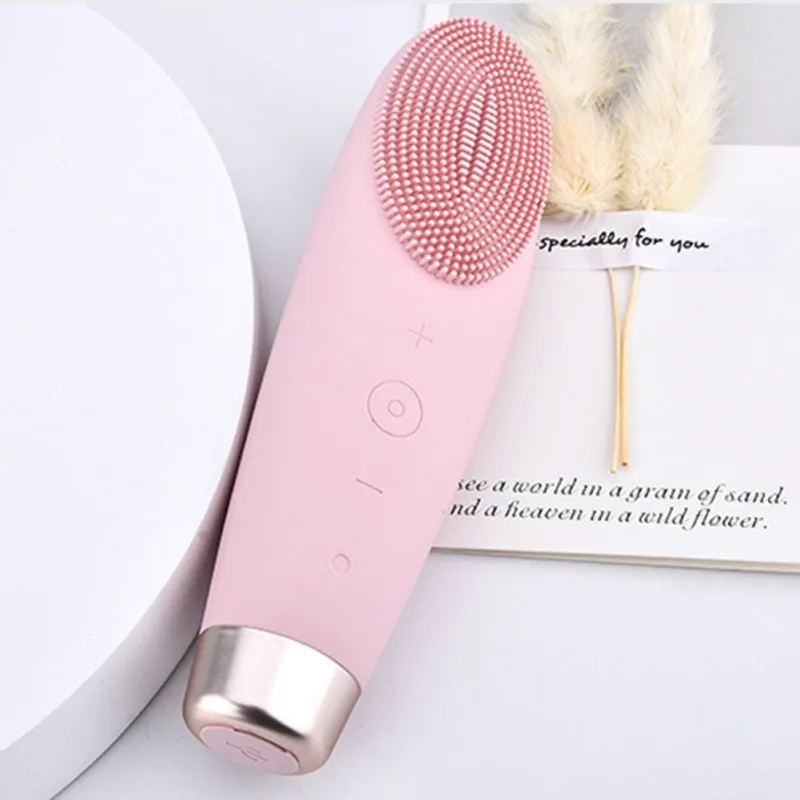 Face Washing Beauty Instrument Vibrating Facial Massage Cleansing Device Face Cleaning Brush Silicone Sonic Vibration Charging