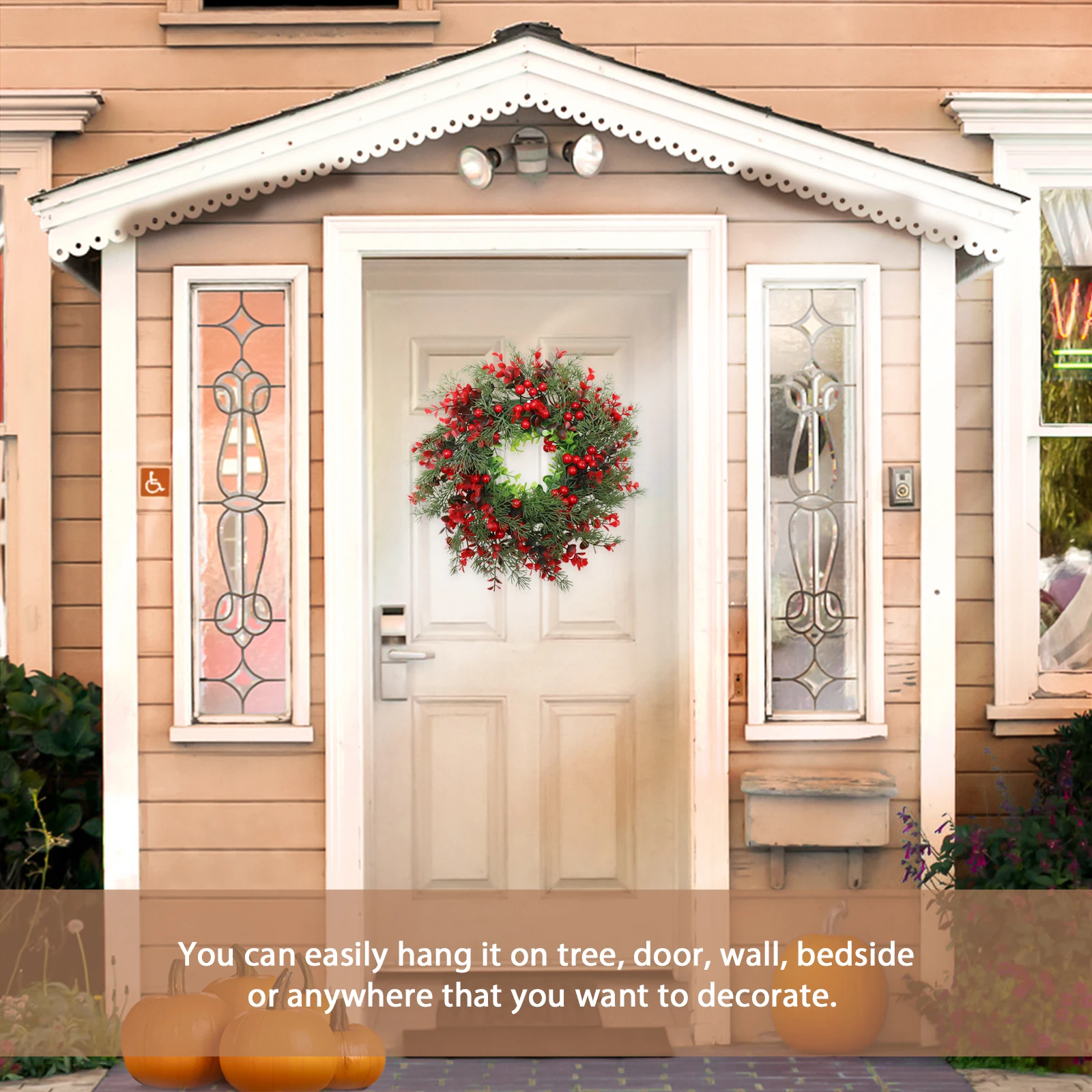 1Pcs Classic Xmas Wreath Door Decor Simulation Hanging Garland for Party Ornament Festive Scene Decoration Xmas Wreath