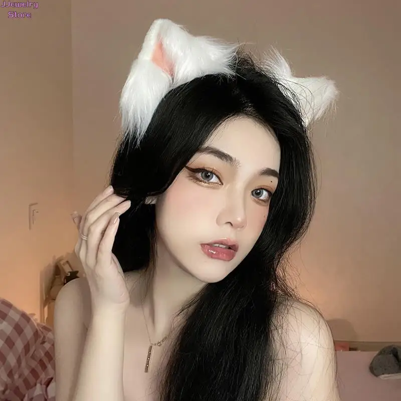 Cosplay Cute Cat Fox Fur Ear Hair Hoops Night Party Anime Lolita Hairband Fur Headbands Clip Ear Hair Band Girl Hair Accessories