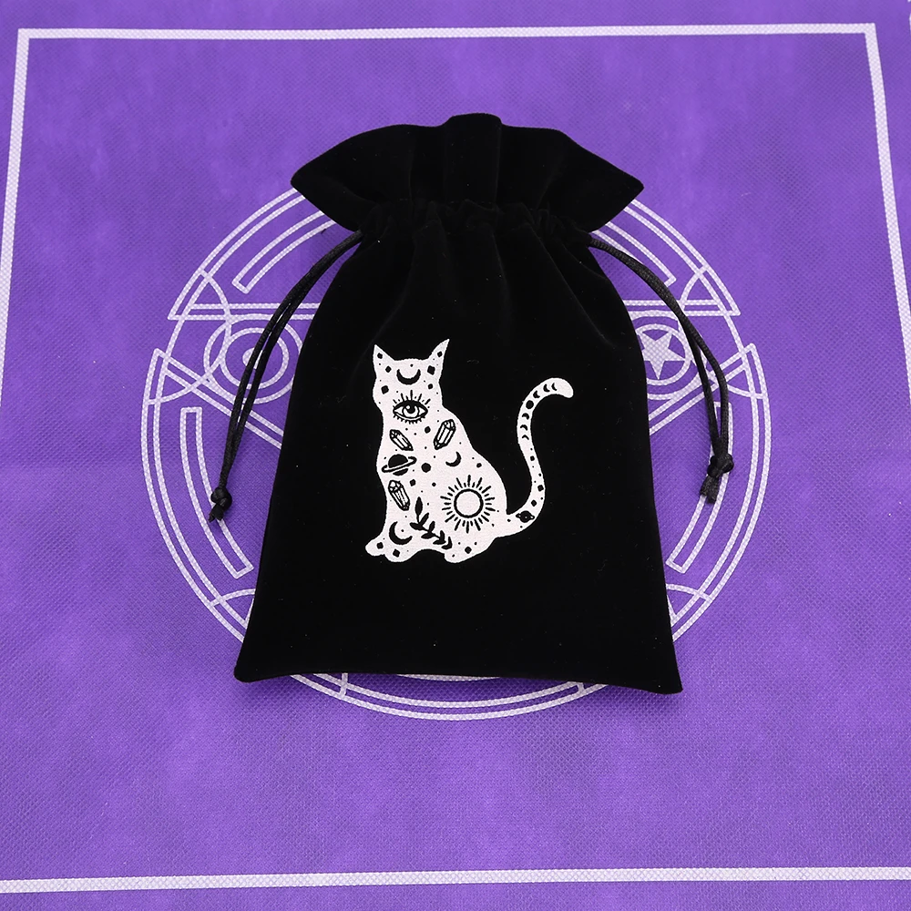 1Pcs 13x18cm Tarot Storage Velvet Bag Drawstring Pocket Board Game Card Embroidery Package Witchcraft Supplies for Altar Tarot