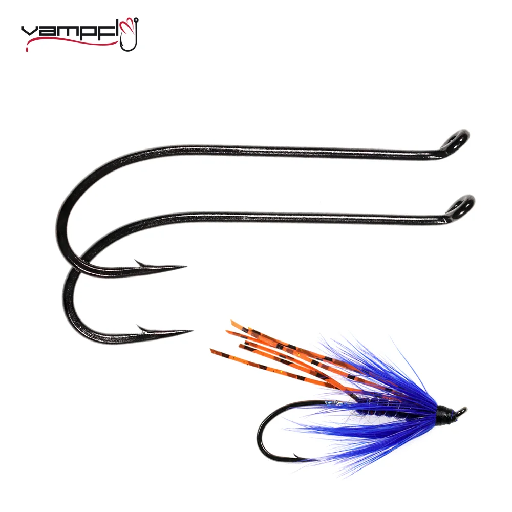 Vampfly High Carbon Steel 2X Long Shank Nymph Streamer Dry Wet Fly Trout Bass Salmon Fishing Lure Fly Tying Classic Fishing Hook