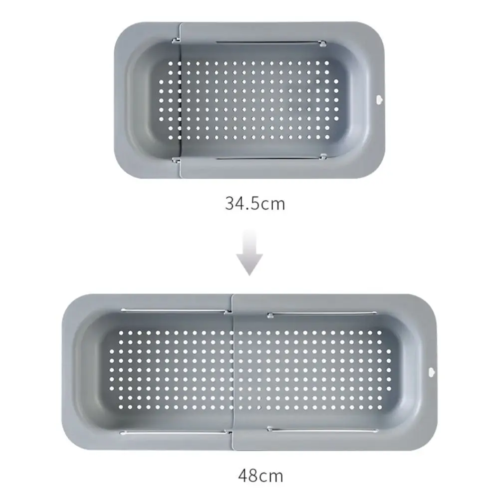 Plastic Sink Strainer Basket Multifunctional Expandable Dish Drying Rack Drain Holes Adjustable Length Veggie Washer