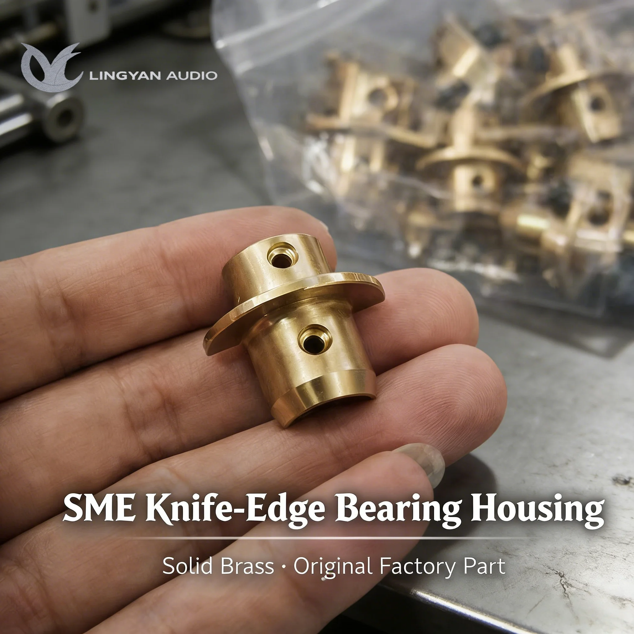 Solid Brass Knife-Edge Bearing Horizontal Housing For SME 3009/3010/3012, Premium Tonearm Component