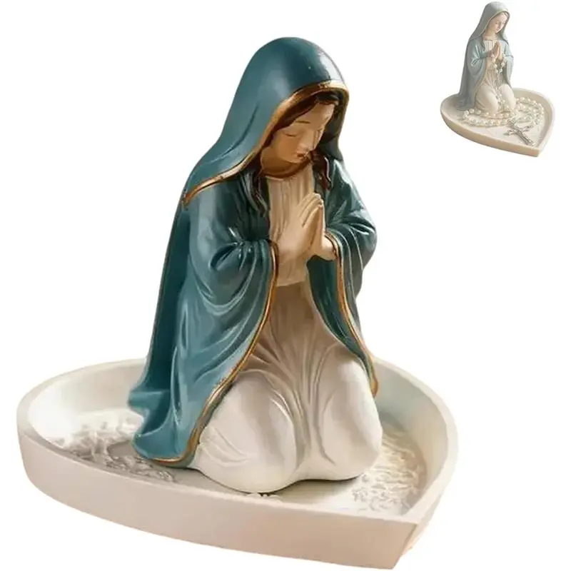 CQMF-Rosenkranzhalter der Jungfrau Maria, Statue der Jungfrau Maria – Gesegnetes Mutterfigur, Geschenk für Frauen, ideale katholische Heimdekoration