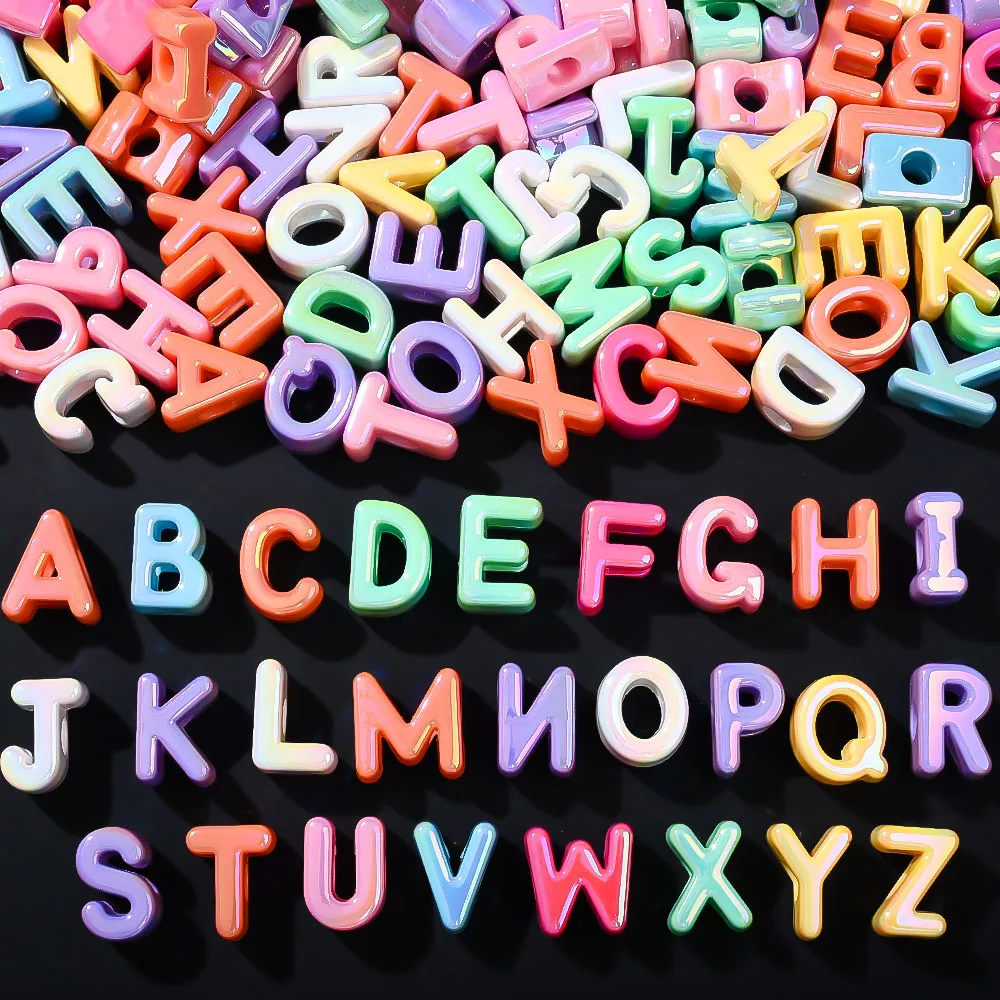 20/50 Stück Bunte Acryl-Alphabetperlen mit Großem Loch, Lose Buchstabenperlen für DIY Schmuckherstellung, Armbänder, Halsketten, Schlüsselanhänger, Bastelarbeiten – Detail 4