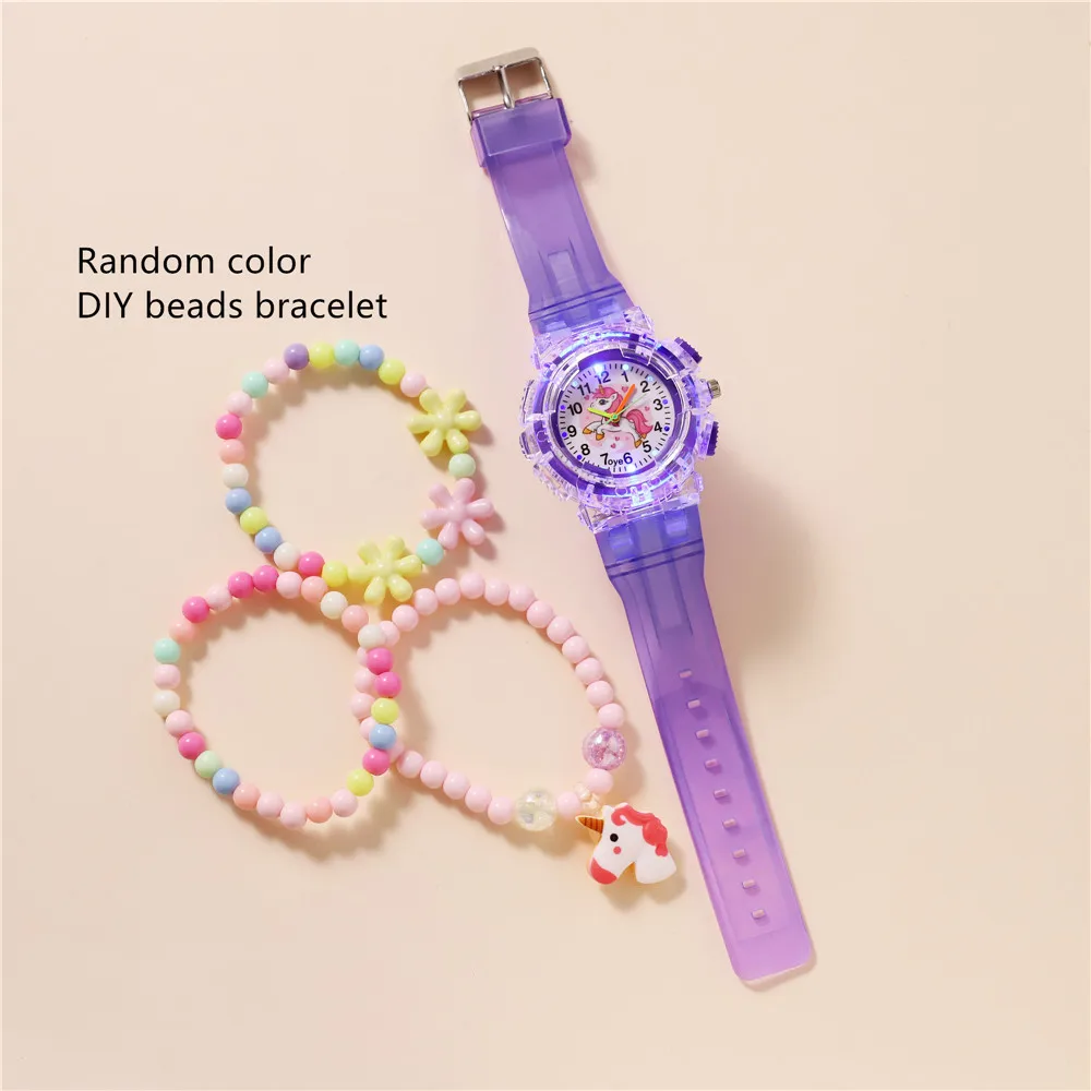 Cute Unicorn Glow-in-the-dark Flash Sports Watch Children\'s Cartoon Quartz Watch