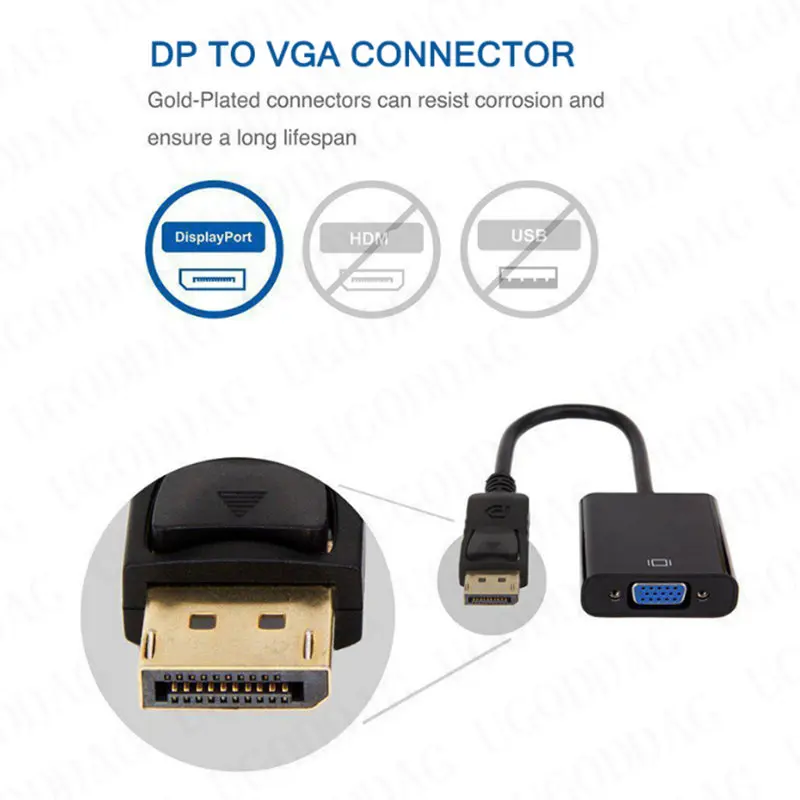 1080P DisplayPort DP na kabel adaptera VGA męski DP na VGA żeński konwerter Adapter kabel do projektor do komputera HDTV Box ekran do laptopa