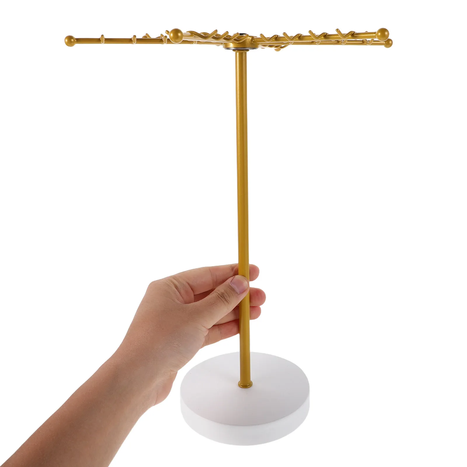 

Metal Rotating Necklace Holder Jewelry Display Stand Detachable Compact Organizer for Collection Display Jewelry Rotating Rack