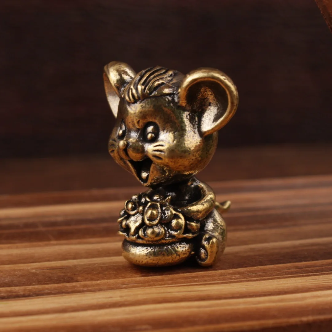 1/2Pcs cute rich mouse ornament home desktop small ornament Chinese retro solid handicrafts