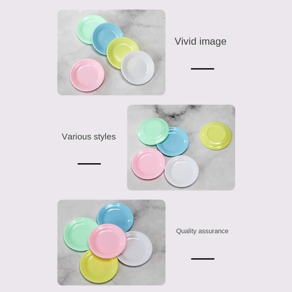 5Pcs Miniatures Plastic Mini Food Plates Tableware Durable Simulation Dining Plate Plastic Kitchen Toy